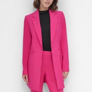 DKNY Women's One-Button Long Blazer Wild Berry 12 NEW